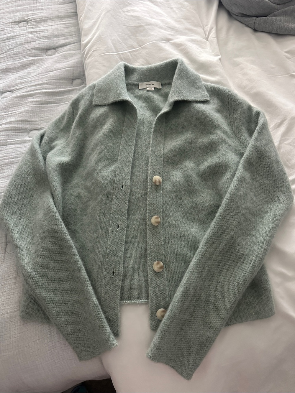 Vince Mint Green Teddy Button-Up Jacket